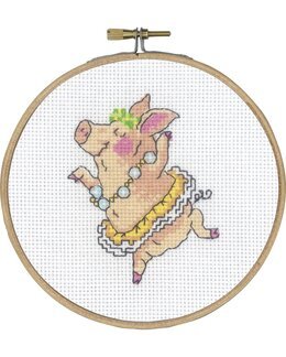 Stickpackung Schwein mit Perlenhalskette