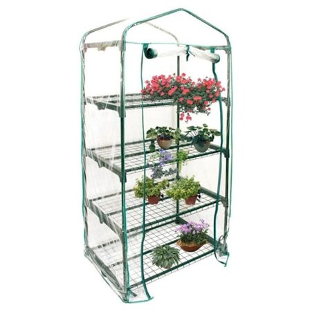 4-tasoinen PVC-kasvihuoneen suojus - Vaihtokansi minipuutarhakasvihuoneeseen sisä- tai ulkokäyttöön - Runkoteline ei sisälly
