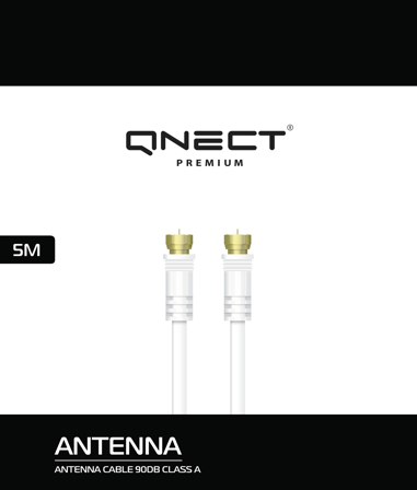 QNECT Antenna cable ClassA male-fem F-connec fer 5m Wht