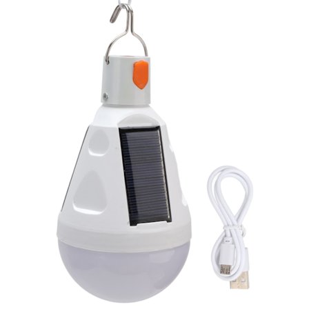 12W Solar LED-lampa USB 6500K Vit Vattentät Lampa för Utomhuscamping Nödsituationer