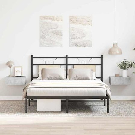 Maison Exclusive - 2 kpl kelluvat yöpöydät Harmaa betoni Insinööripuu