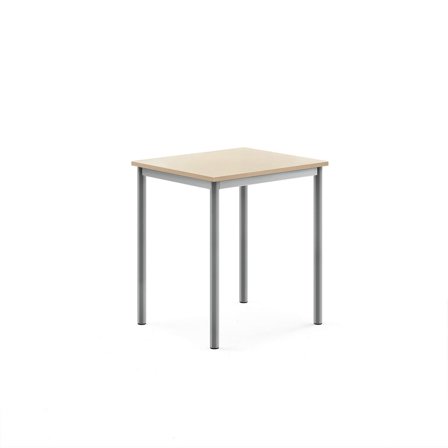 Desk SONITUS, 700x600x760 mm, birch high pressure laminate, alu grey