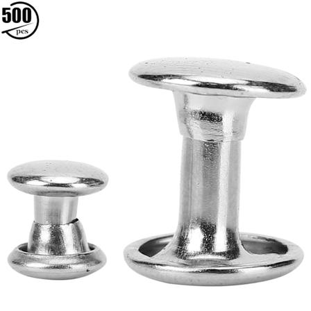 500 st silver dubbellock runda svampformade metallnitar läderhantverkstillbehör (10x8)