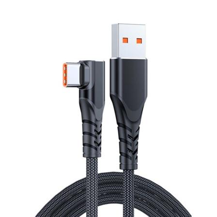 Oppgradert USB A til Type-C Data & Hurtigladekabel 6A/PD66W Kabel med indikator 480 Mbps Datasladd Flettet Ladesladd Svart 2m