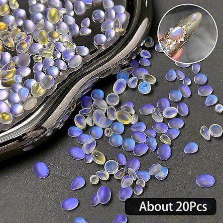 20 ST Blå Tårar Nagelaccessoarer Blå Lila Polariserad Kattöga Frostat Glas Borr Nagelkonst Design Dekorationstillbehör DIY