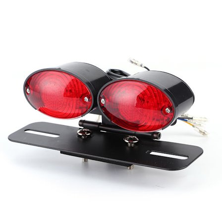 LED Brems- og Baglygte Universal Retro Dobbelt Oval Blinklys Nummerpladelampe Motorcykel Omdannelse