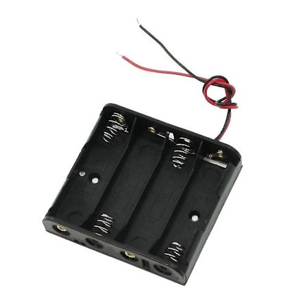 Svart plastboks 4 X 1,5v Aa batteriholder ledninger