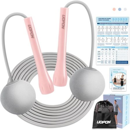 Hopprep för fitness, lätt PVC hopprep för män kvinnor vuxna träning med ABS-handtag och träningsaffisch, justerbar trasselfri träning