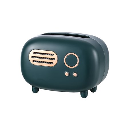 Retro rektangulær servietboks, radiomodel, servietboks, praktisk og moderne, til kontor, køkken, stue, grøn