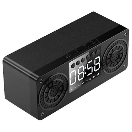 Tretre Bluetooth-høyttaler i tre til mobiltelefon, hjemmekontor, datamaskin - liten høyttaler, svart