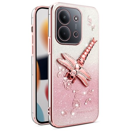 SKALO Xiaomi Redmi 15C (173mm) KADEM Dragonfly Glitter Cover - Pink