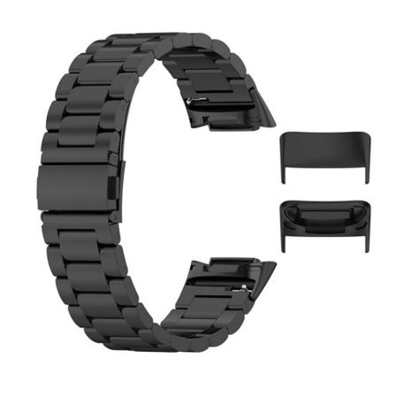 Ruostumattomasta teräksestä valmistettu liitinsovitin sopii Fitbit Charge 6/5 18mm -laturille Musta
