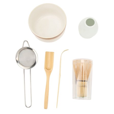 Matcha-seremoniasetti käsintehty vispilä kauha kulho suodatin hienoon teen valmistukseen valkoinen