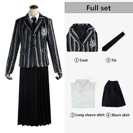 Wednesday Addams The Addams Family Nevermore Kostyme Uniform Dresssett Kvinneklær