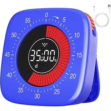 Uppladdningsbar visuell timer, digital timer med 4 larmlägen för barn, inlärning, kök, matlagning, kontor