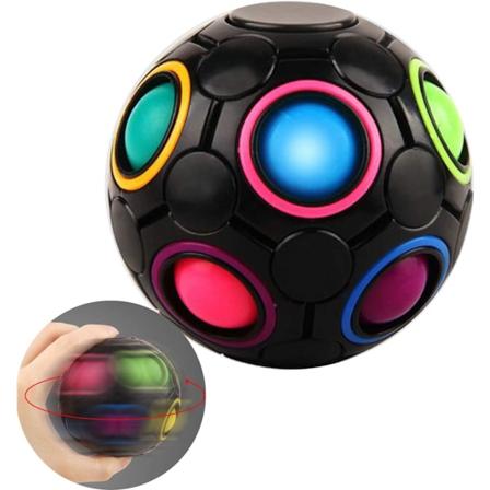 Roterende Stress Regnbuekule Uendelig Avlastning Spinner Fidget Leke for Voksne Barn Utdannende Magisk Terning Puslespill (Svart)