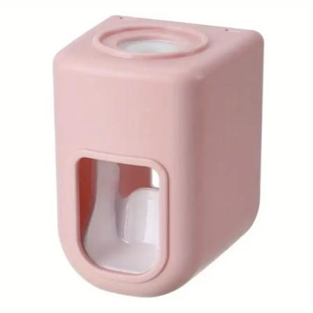 1. vægmonteret automatisk tandpastapresser, enkel tandpastaholder, tandpastadispenser, rosa