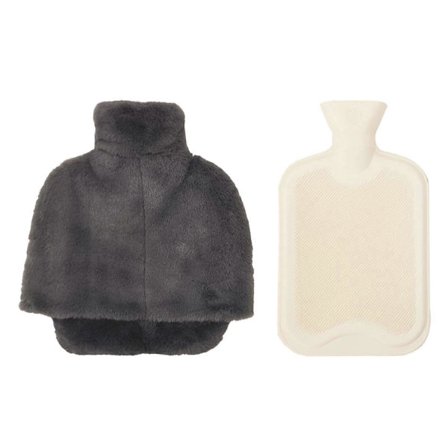 Varmtvannsflaske med gummifôr og vaskbart trekk, dame herre vintergave varm