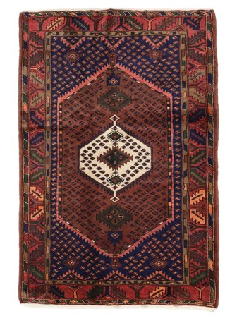 130X190 Tappeto Orientale Hamadan Nero/Rosso Scuro (Lana, Persia)