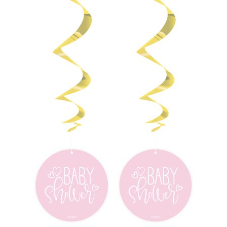 Baby Shower Swirls Ljusrosa & Metallic Guld