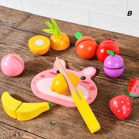 Simulering kök låtsas leksak skär frukt set Magnetisk träleksak b