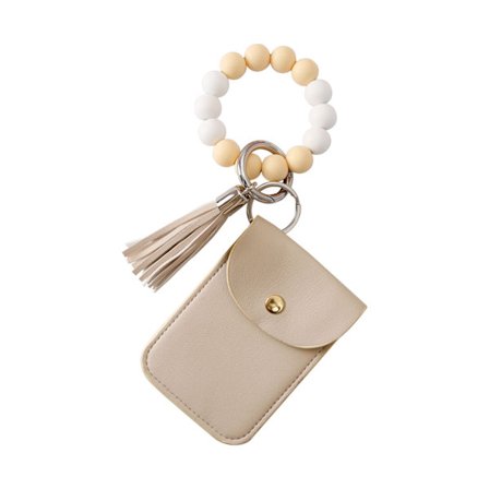 Khakinvärinen silikonihelmistä rannekoru avaimenperä yksittäinen korttikotelo avaimenperä