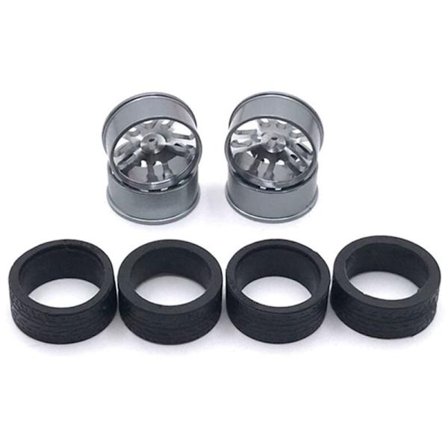 Metallfälg gummidäck för 284131 K969 K989 P929 Mini-Z Mini-Q Mini-D IW04M 1/28 Fjärrkontrollbil Uppgradering Delar, 4