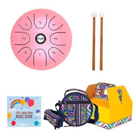 Stål Tongue Drum 8 Toner 5.5 Tum C-Dur Ståltrumma Slagverksinstrument med Trumpinnar Musikbok för Musikalisk Utbildning