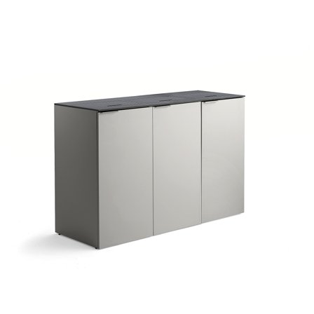 Abfallsortierschrank CELSIUS mit 3 Modulen und Zubehör, grau