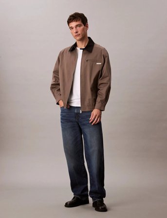 Calvin Klein Jeans A- Ls Cotton Fz Blouson Jacket - Brown - M