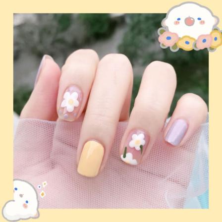 Manikyr Liten Blomma Kort Nagellapp 24st