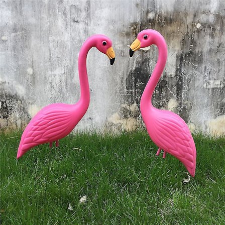 Realisttisk Stor Rosa Flamingo Hagedekorasjon Plenkunst Ornament Hjem Håndverk, Pakke Med 2