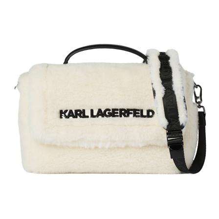 Karl Lagerfeld, Shearling Top Handle Bag Wit, Dames, Maat:ONE Size