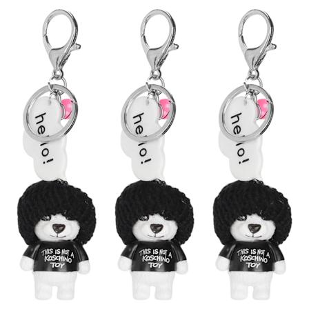 3 stk. Resin Bjørne Nøglering Legetøj Søde Dyr Nøglering Vedhæng Dekoration Fødselsdag Gave Sort