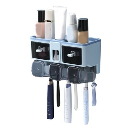 Tandborsthylla Punchfri Väggmonterad Munsköljkopphållare Toalettförvaringsställ Blå 3 Koppar