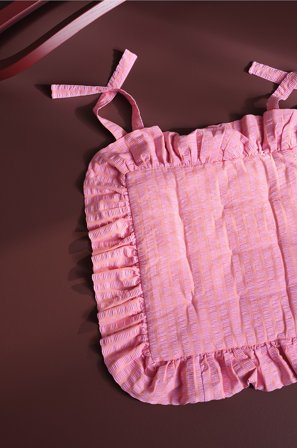 Jotex - Sittepute Laget Av Seersucker 2-pakke Rosa/fersken - SOFIE - Kjøp Sitteputer & stolputer hos Jotex