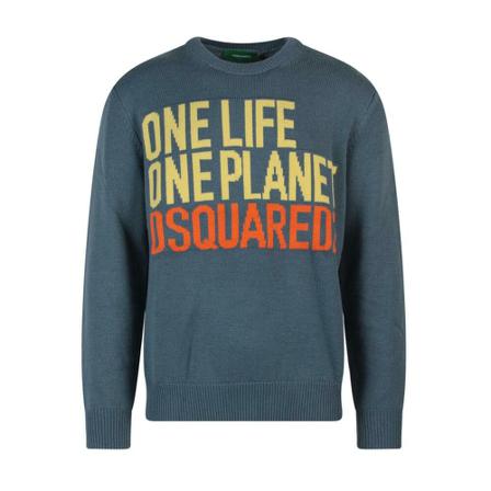 Dsquared2, Round-neck Knitwear Blauw, Heren, Maat:S