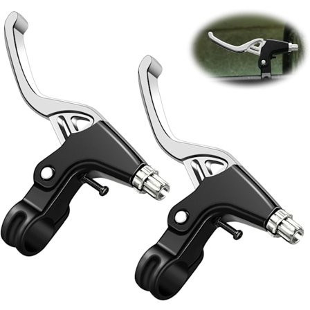 1 Par Sykkelbremsehåndtak, Universelle Bremsehåndtak i Aluminiumlegering, for MTB/BMX Terrengsykkel, Bremsehåndtak 2,2 cm Diameter (Sølv)