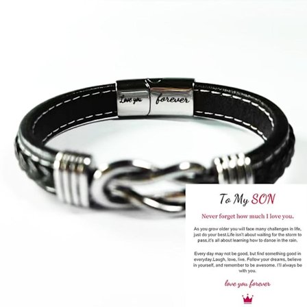 Till min son/sonson armband med kort, herrarmband, son/sonson inspirerande födelsedagspresent för män (LGL)