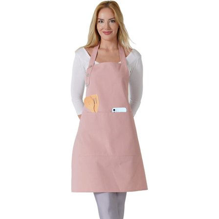 Keittiöesiliina, vettähylkivä puuvillaesiliina säädettävillä esiliinoilla naisille, taskuilla, ruoanlaittoesiliina