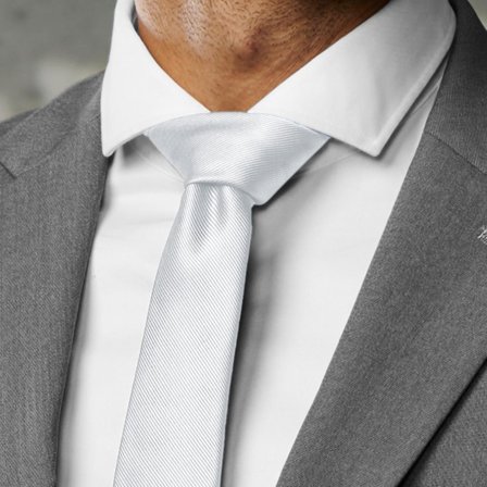Cravate fine en gros grain blanc de 6 cm pour hommes - Cravates unies - pour Hommes - Trendhim
