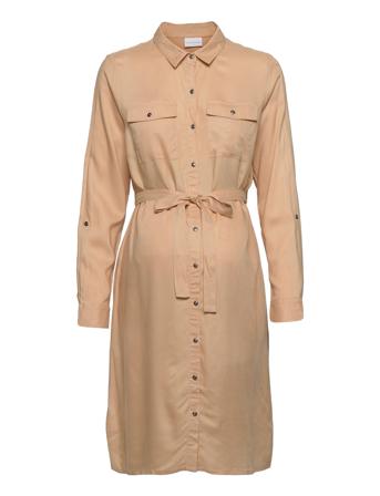 Mlmercy L/S Woven Shirt Abk Dress Eco A Dresses Shirt Dresses Beige Mamalicious