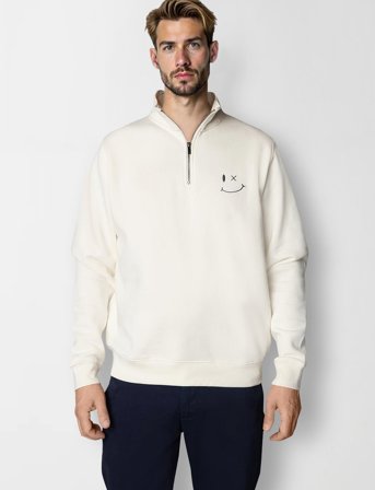 Clean Cut Copenhagen Patrick Half-Zip Sweatshirt - Beige - S