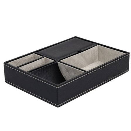 Kontor oppbevaringsdisplaybrett, skrivebordsoppbevaringsbrett, pu-skinn oppbevaringsbrett, svart