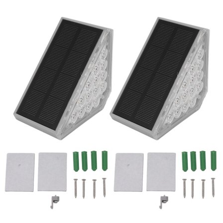 Trekant Solcelle Trinlys 2 Sæt IP68 Vandtæt Udendørs Belysning til Gårdhave Veranda Terrasse
