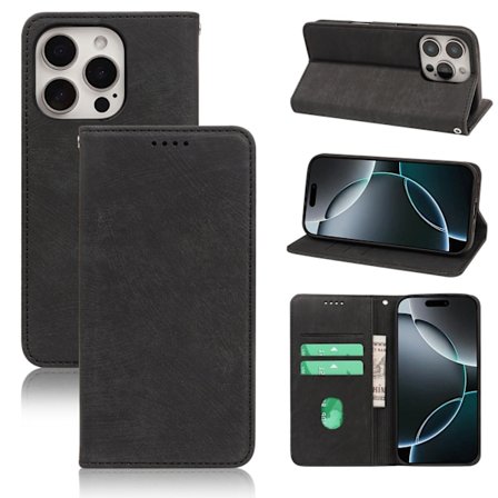 Kotelo iPhone 15:lle, musta Storm Reappears magneettinen nahka