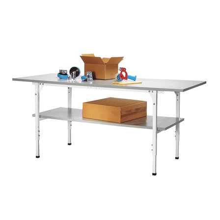Arbetsbord, 2000x800 mm, med underhylla, grå laminatskiva
