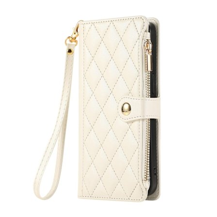 Etui til iPhone 13MINI Hvid + kort lanyard ins pung med kortholder lynlåstaske crossbody snor pung med kortholder