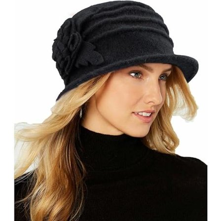 Naisten pyöreä kellomyssy, vintage-villaa, 1920-luvun tyylinen kellomyssy talveen.