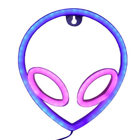 Alien Neonskylt Dekorativ Neonljus Nattlampa för sovrum Barnrum Bar Inredning USB eller batteridriven (Pink Eye Blue Face)